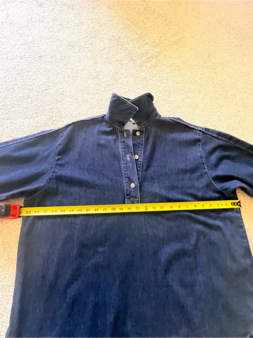 Massimo Dutti Dark Wash Denim Pullover blouse Size L Like New - Picture 10 of 11